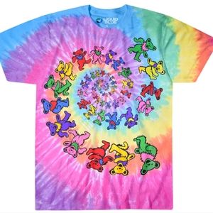 Vintage LIQUID BLUE Colorful Gratful Dead Spiral Dancing Bears T-Shirt